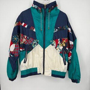 90s Vintage Rivers Edge Sport Windbreaker Adult L Blue White Color Block Womens